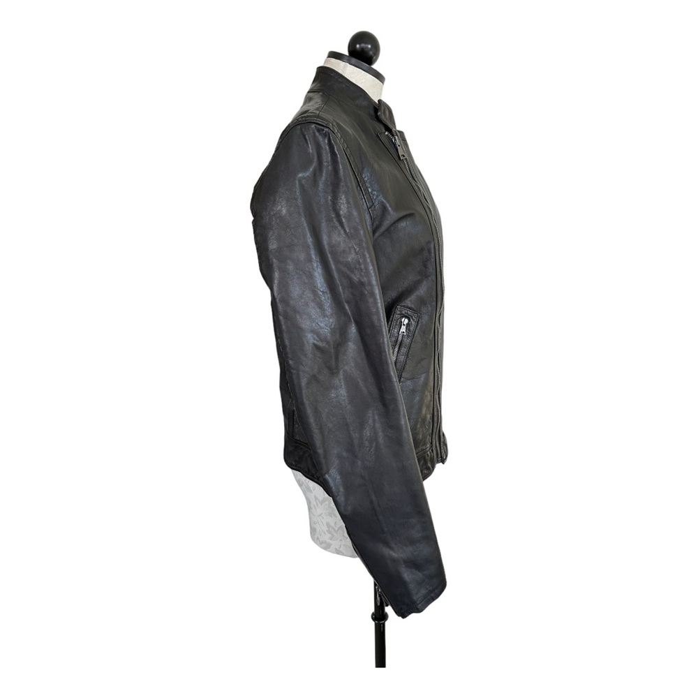 Banana Republic Women's Leather Jacket Asymmetrical Zipper Zip Cuffs Size Medium - Picture 4 of 15